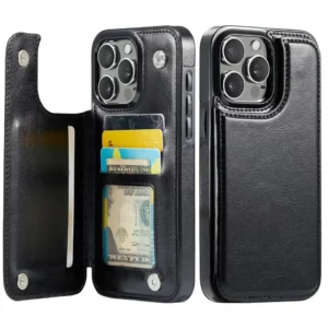 Coque porte-cartes effet cuir compatible iPhone 14 Pro