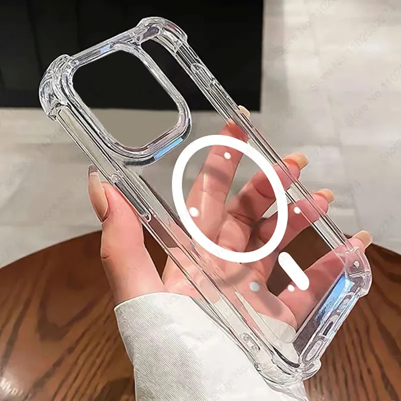 Coque transparente magnétique à bumper souple compatible iPhone