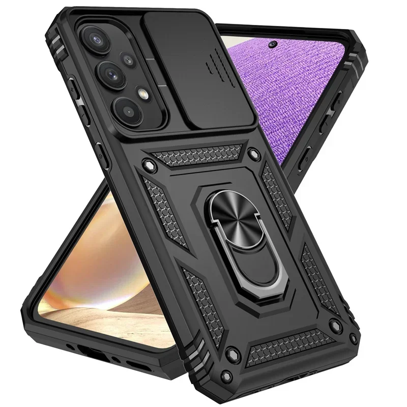 Coque avec anneau et protection objectif compatible Samsung Galaxy A36