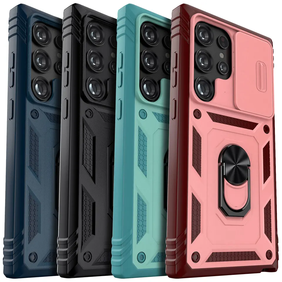Coque anneau support avec porte-carte compatible Samsung Galaxy S24 Ultra