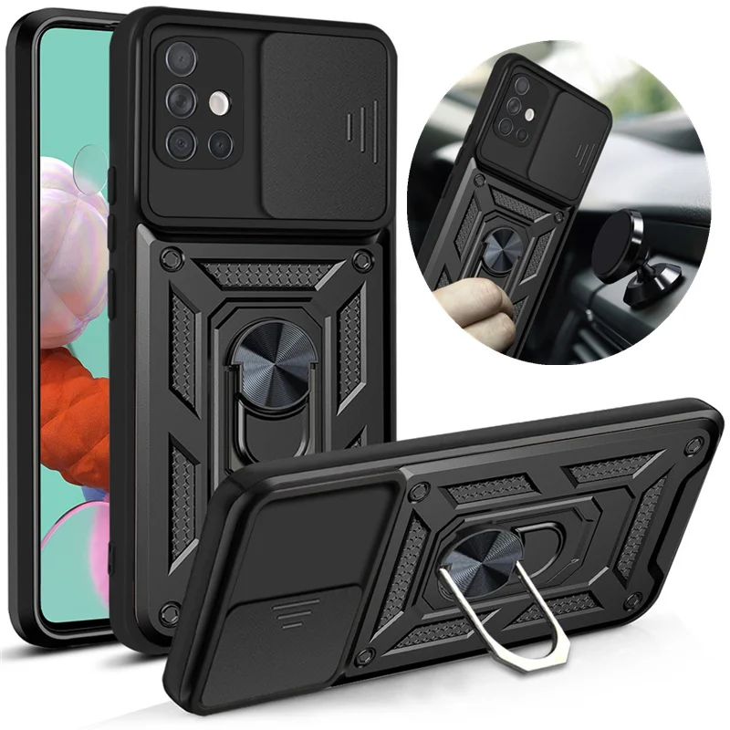 Coque armure magnétique avec anneau compatible Samsung Galaxy A51