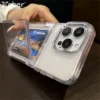 Coque transparente avec porte-carte en acrylique compatible iPhone