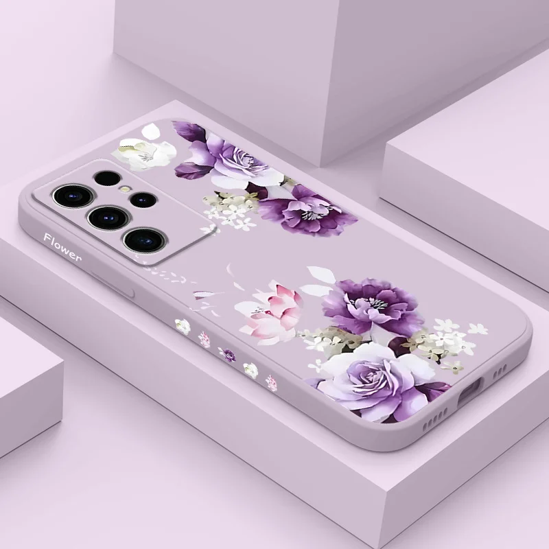 Coque motif pivoine élégante compatible Samsung Galaxy S22