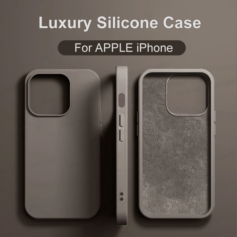 Coque antichoc en silicone liquide pour iPhone 16 Pro Max