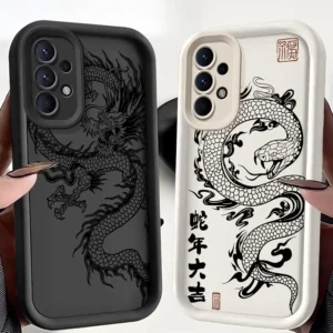 Coque souple noire motif dragon compatible Samsung Galaxy A51
