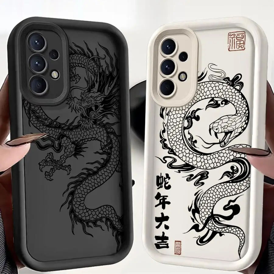 Coque souple noire motif dragon compatible Samsung Galaxy A51
